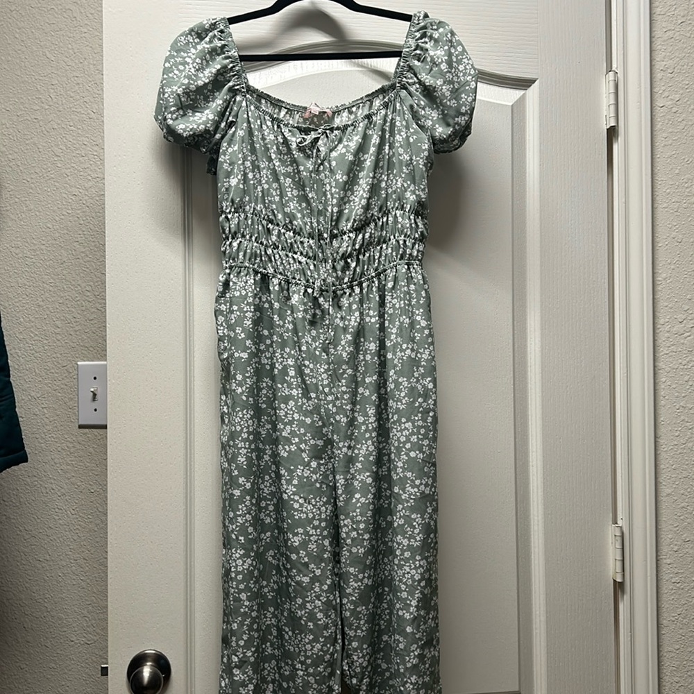 Dizzy Lizzy Sage Floral Jumpsuit